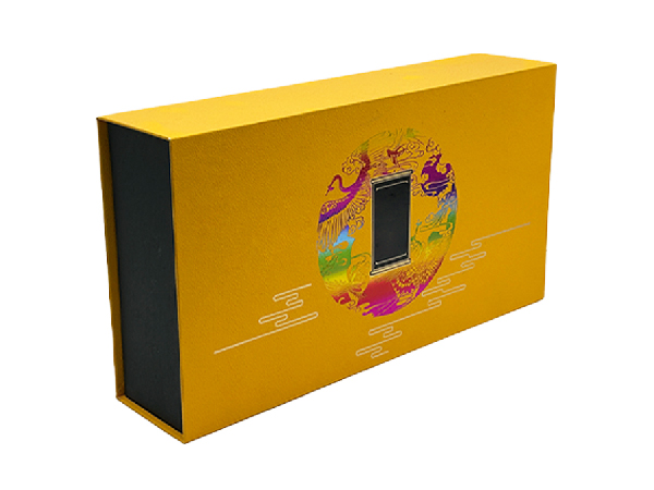 茶叶沐鸣2注册盒翻盖黄色烫金磁吸礼品盒